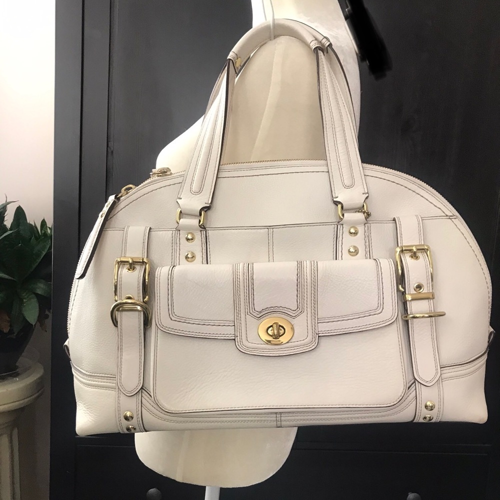 Authentic Coach Large White Satchel style shoulder bag